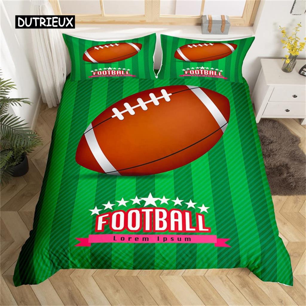 Bedding Set Microfiber Sport Theme Bedspread Cover Soccer Field Duvet Cover Double or Single Football Comforter Cover Bedroom