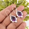 Purple Amethyst Gemstone Earrings 925 Sterling Silver Handmade Jewelry For Her EE-163-6