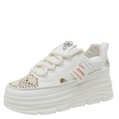 Модные кроссовки женские женские на шнуровке спортивные дышащие повседневные туфли на платформе женские кроссовки на плоской подошве увеличивающие рост туфли