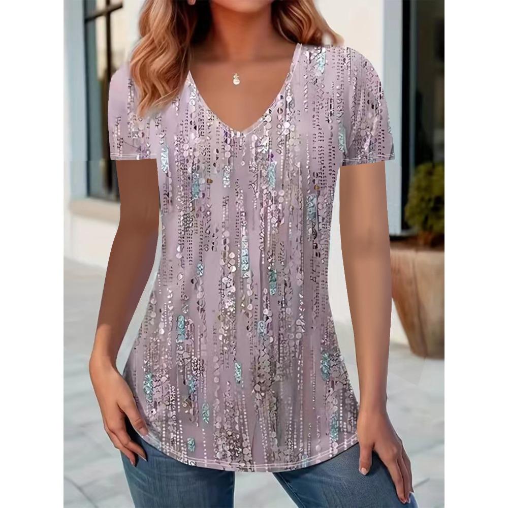 Women's Fashion Tops Sequin Short Sleeve T-Shirt