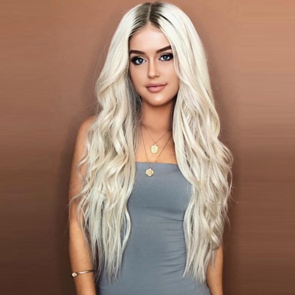 Натуральные женские длинные волнистые синтетические парики с темными корнями, омбре, светлые, коричневые, термостойкие волосы для женщин, повседневная вечеринка, косплей