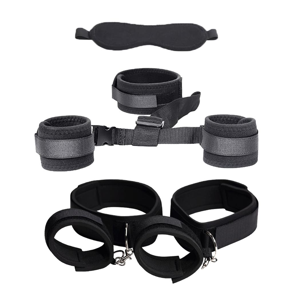 Sex Bondage Strap Wrist Thigh Cuffs Restraints Set Sex Toys for Women Restraints Bondage Sex Blindfold Couples SM Games