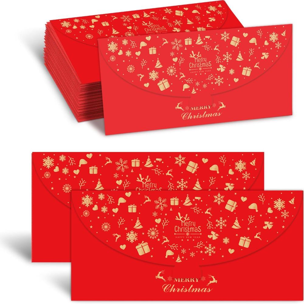 6PCS Rectangular Xmas Currency Envelopes Hot-stamped Christmas Gift Envelope Party