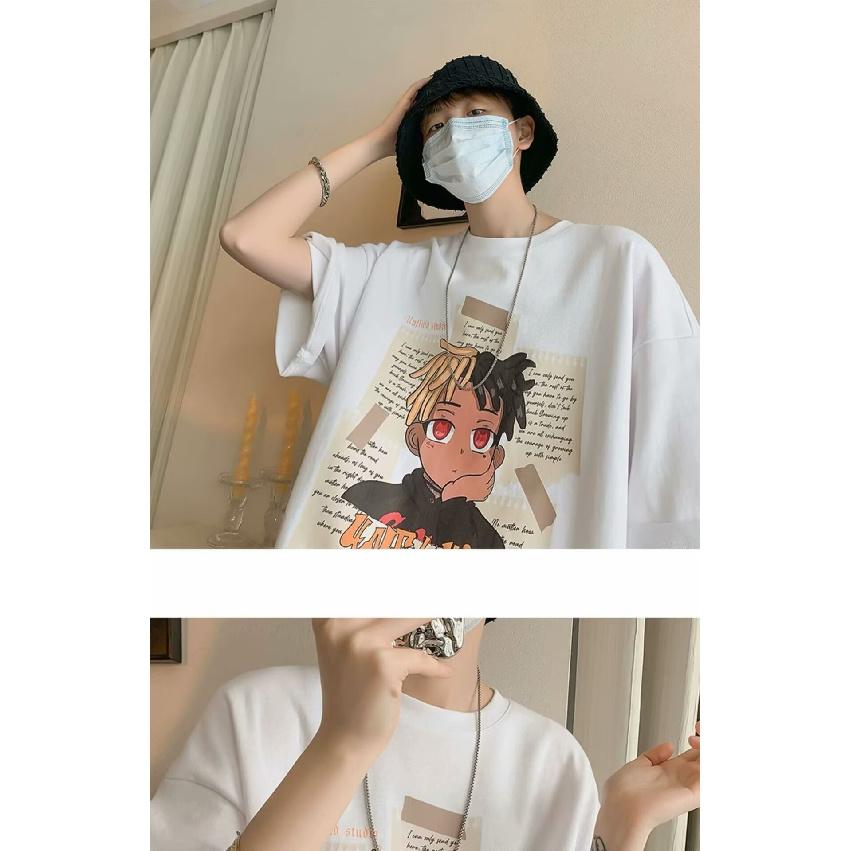 Short Sleeve T-shirt Men's Fashion Brand Summer Loose Half Sleeve 2024 New Internet Celebrity Fashion Ins Simple Printed Top