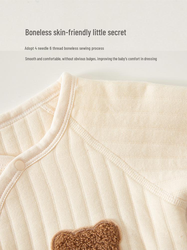 Джинци Хлопковый Утепленный Комбинезон для Новорожденных: Пижама с боковой застежкой на осень/зиму