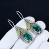 Emerald Gemstone Earrings, 925 Sterling Silver Earrings, Handmade Silver Earrings For Gift, Emerald Dangle Earrings Party Wear Gift