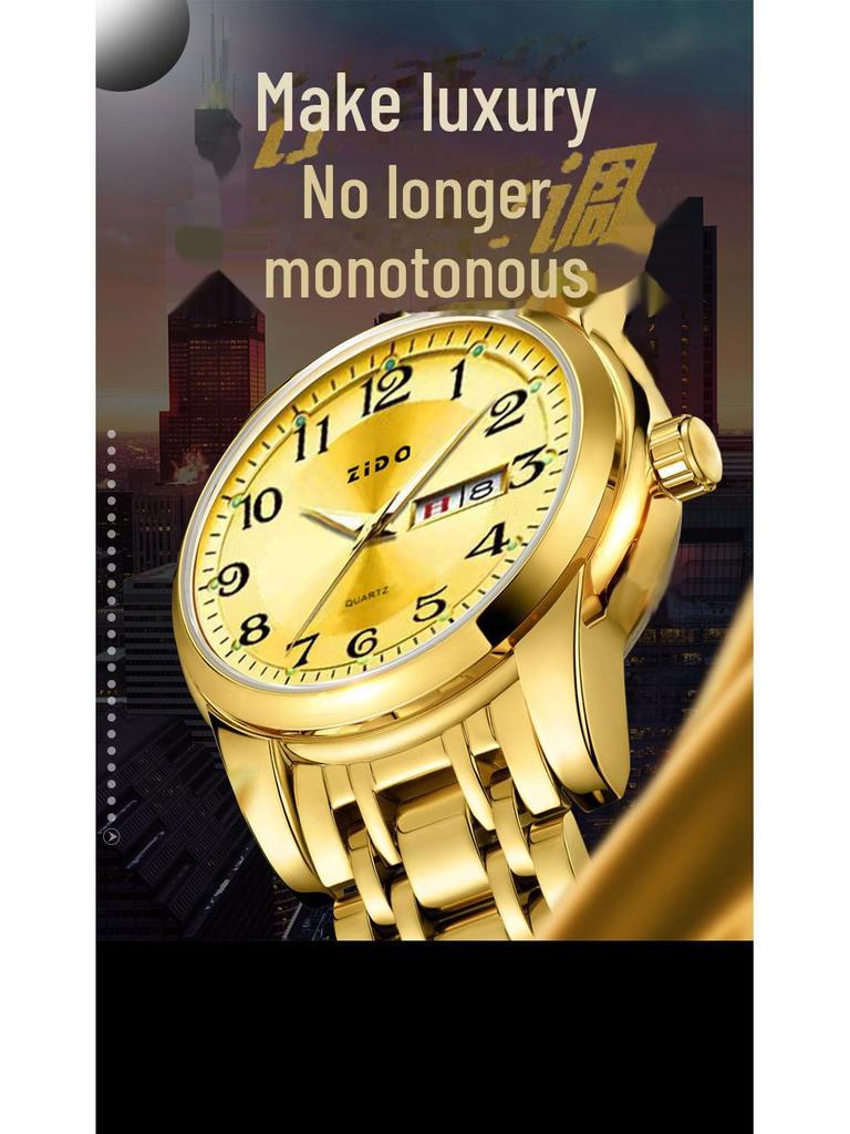Zido роскошные кварцевые водонепроницаемые мужские часы с крупными цифрами для пожилых людей