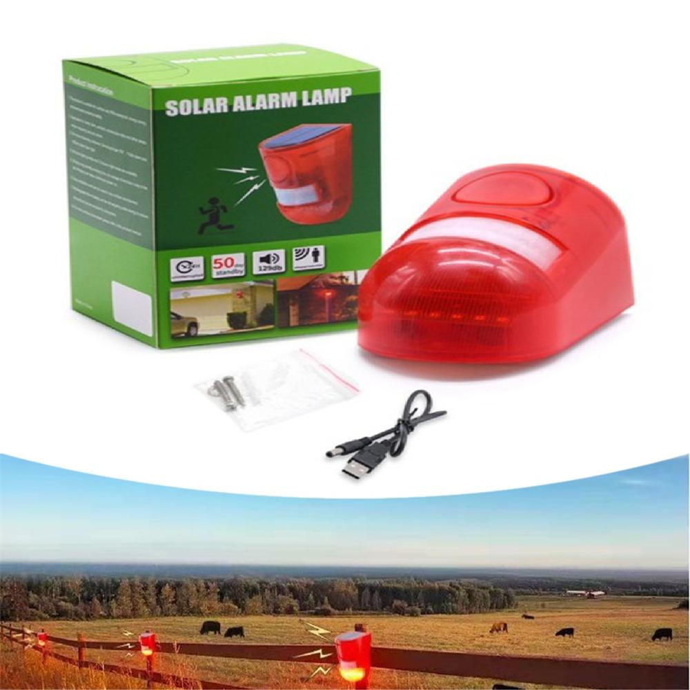 Солнечная стробоскопическая сирена, сигнальная лампа, уличный водонепроницаемый охранный светильник, датчик движения
