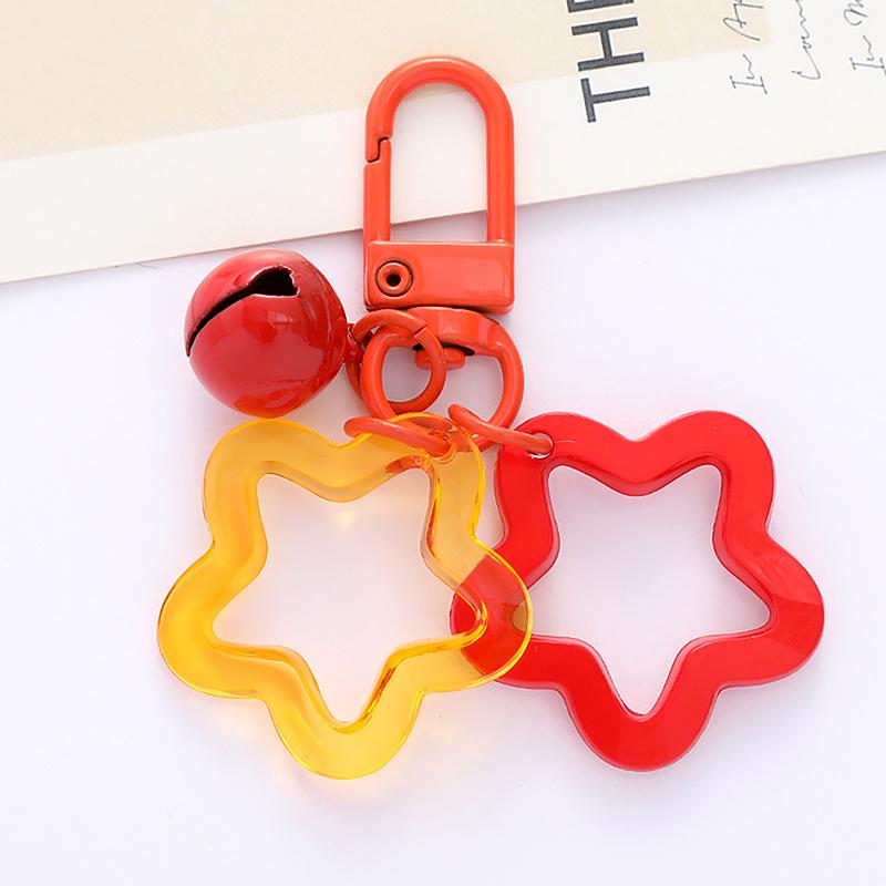 Five-Pointed Star Bell Pendant Keychain Bag Charm Keyring Car Hanging Key Holder