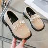 Kids PU Leather Shoes Korean Fashion Girls Pearl Casual Princess Shoes Little Girl Soft-soled Leather Shoes