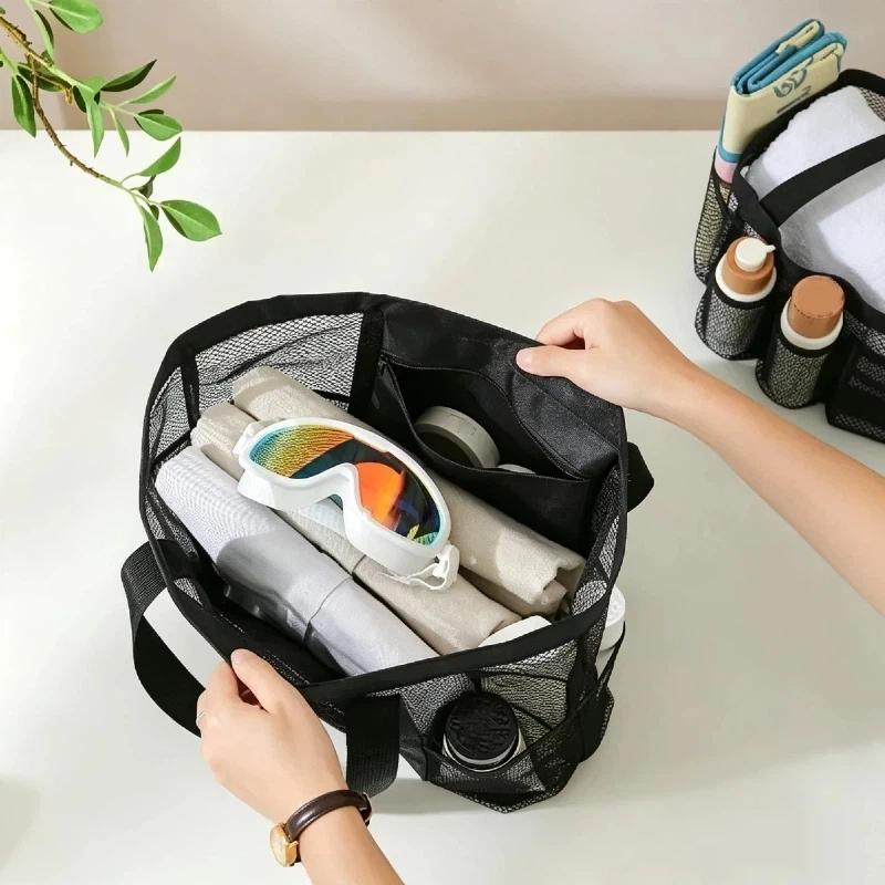 Portable Mesh Tote 1Pcs Waterproof Organizer Bag for Travel Camping Dorm Bathroom Storage