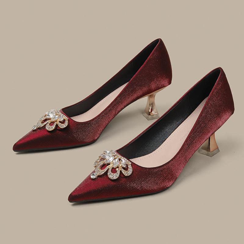 Модные женские туфли на высоком каблуке, роскошно украшенные кристальной короной, туфли-стилет для свадебной вечеринки, женские туфли-лодочки 2025, новая женская обувь