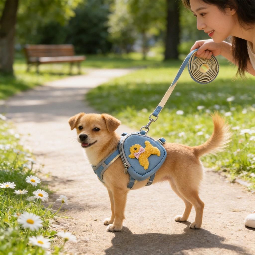 Pet Backpack Leash For Small Dogs And Cats With Non Extendable Design For Daily Walks