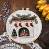 Christmas Embroidery Kit for Beginners And Adults Gnome Xmas Tree House Cross Stitch Kit with Embroidery Hoop Needles And Thread