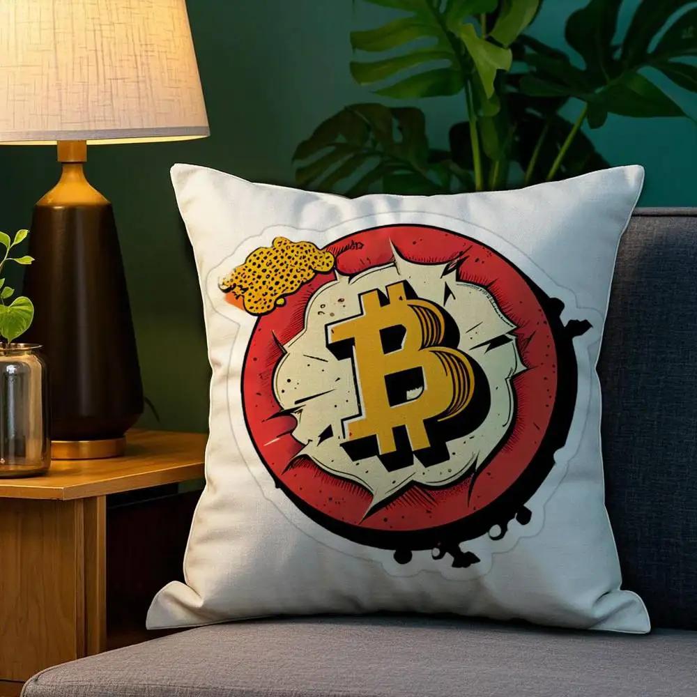Биткоин Криптовалюта Btc Наволочка Диван Гостиная Спальня Двусторонний Принт Квадратная Подушка Чехол для Подушки для Сна