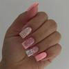 24 Pieces Pink Manicure French Gradual Change Wearing Nail Star Wearing Nail Piece Line Fake Nail Square Nail Piece