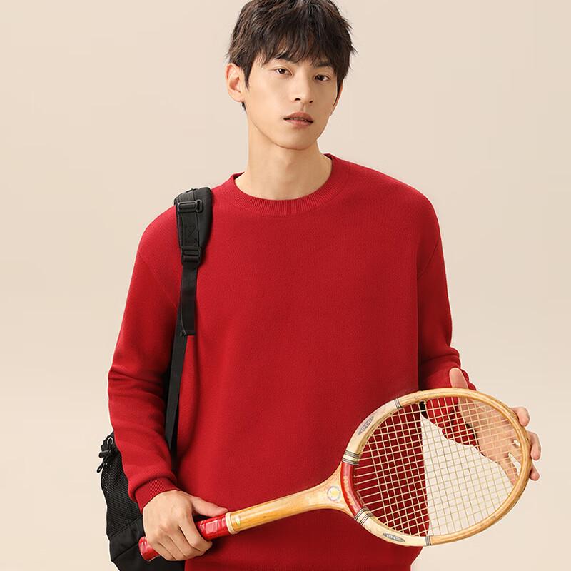 GENIOLAMODE Men's Fleece Lined Round Neck Knit Sweater