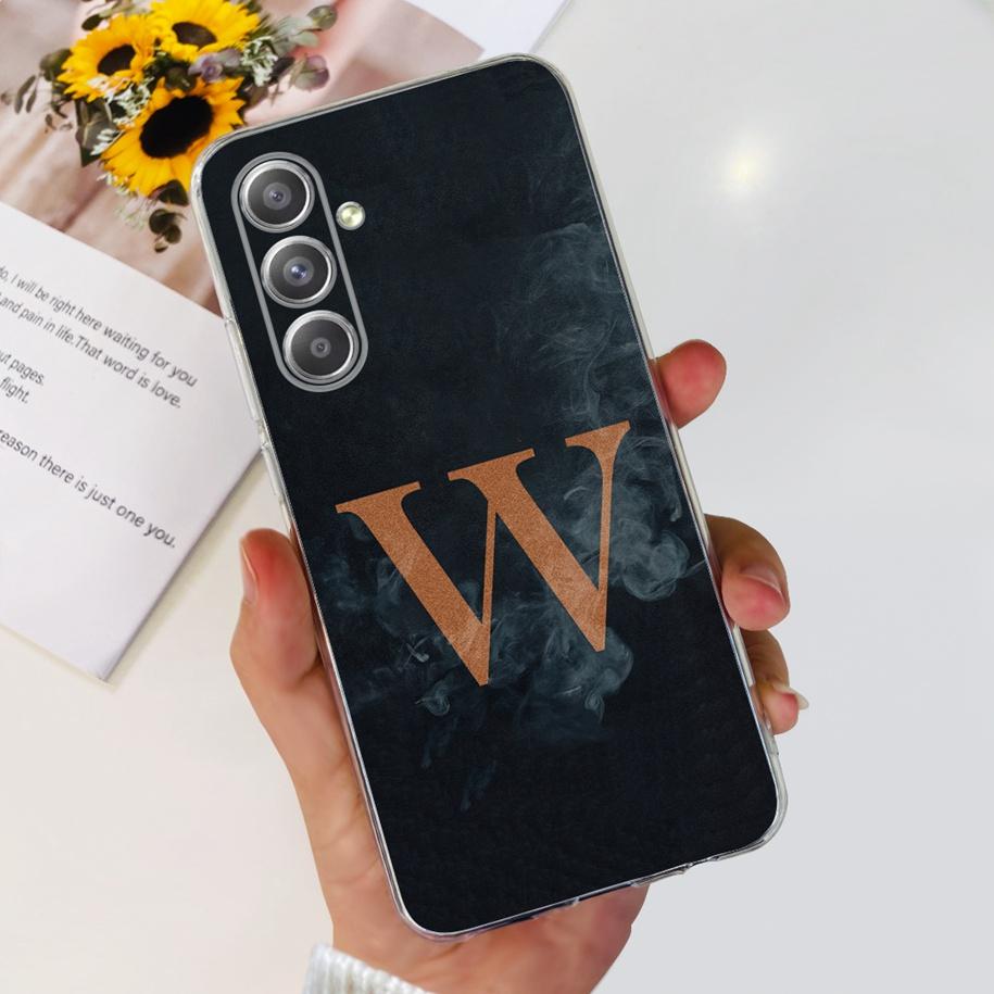 Чехол для Samsung Galaxy A55 A35 A25 5G 2024 Новый Милый Цветок с Буквами Прозрачный Мягкий Чехол для Samsung A55 5G SM-A556B TPU Funda