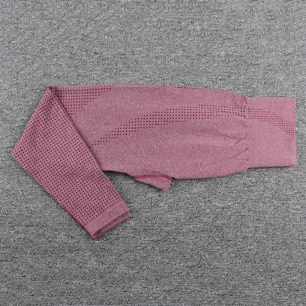 Женский бесшовный костюм для йоги: Топ в горошек с длинным рукавом и брюки с высокой талией, подтягивающие бедра