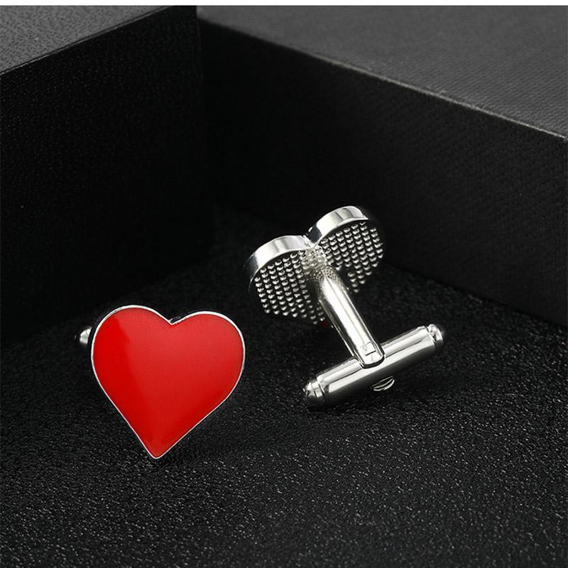 Свадебный банкетный костюм Запонки для мужских рубашек в форме сердца Гвоздики для рукавов Манжетные пуговицы Роскошное качество Циркон Подарок мужу