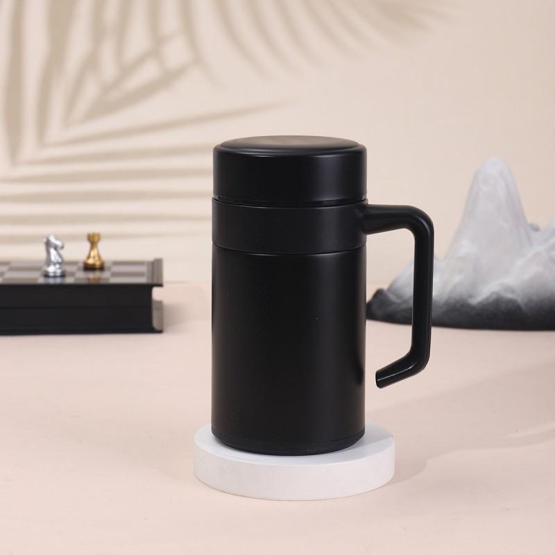 Stainless Steel Vacuum Insulated Travel Mug With Handle Tea Infuser Office Coffee Or