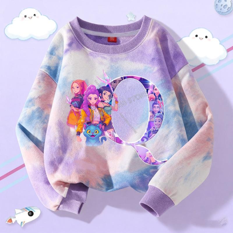 Весна и Осень K-Pop Охотники на Демонов 3D Принт Футболка Детская Девочка Уличная Одежда Женский Уличный Пуловер С Длинным Рукавом Топ Одежда