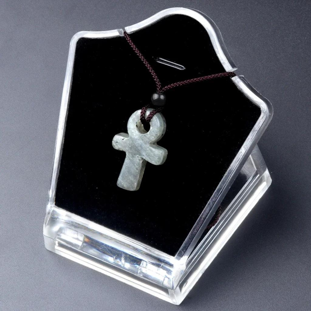 Ожерелье AnKa из натурального камня с кристаллами агатов Crux Ansata, подвеска в форме креста для женщин, подарок на день рождения, цепочка 32 см