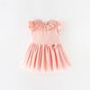 Summer Primary and Secondary Girls Dress Solid Color Little Girls Cotton Short Sleeve Princess Dress for Children