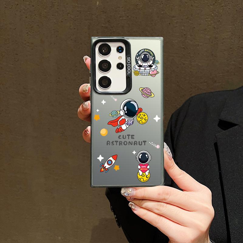 Рождественский лазерный чехол для телефона с астронавтом для iPhone 15 14 Pro Max 13 12 11 Samsung S23 S22 Ultra A54 A53 Противоударный задний чехол с рисунком оленя и Санта-Клауса