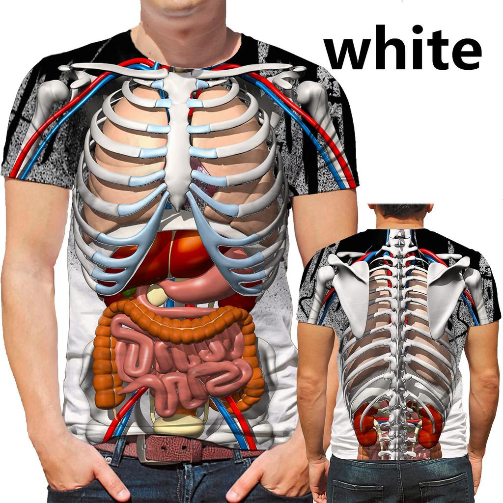 Funny Cosplay Male Skeleton Internal Organs 3D Printed T-Shirt Fashion Short-Sleeved Gothic Skull Men T Shirt