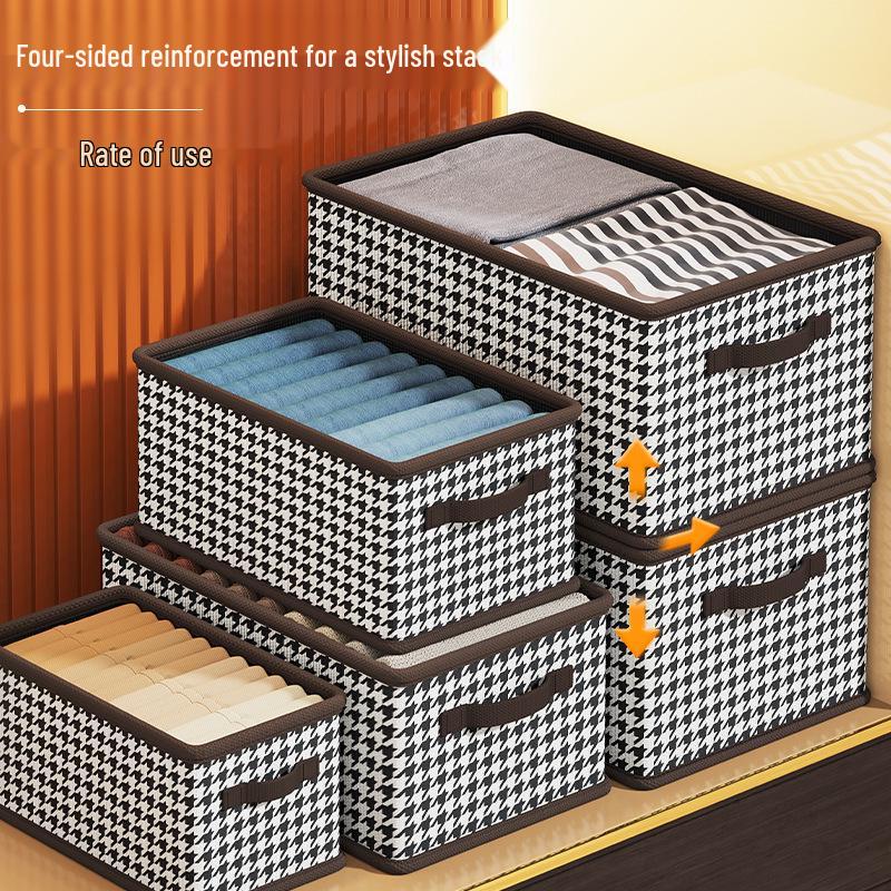 Многослойный ящик для хранения в клетку «гусиная лапка» для одежды и игрушек