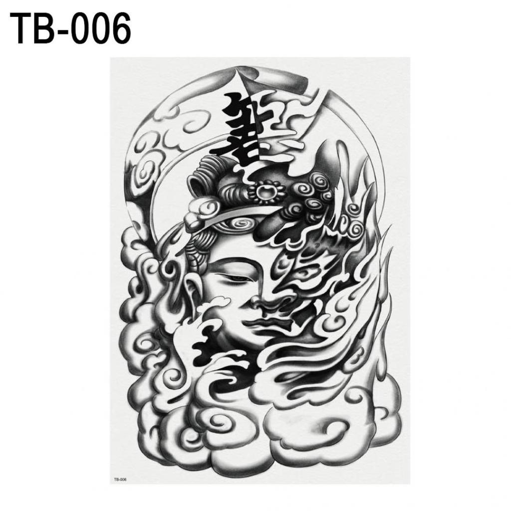 Large Black Men Women Waterproof Body Art Full Back Temporary Tattoo Stickers