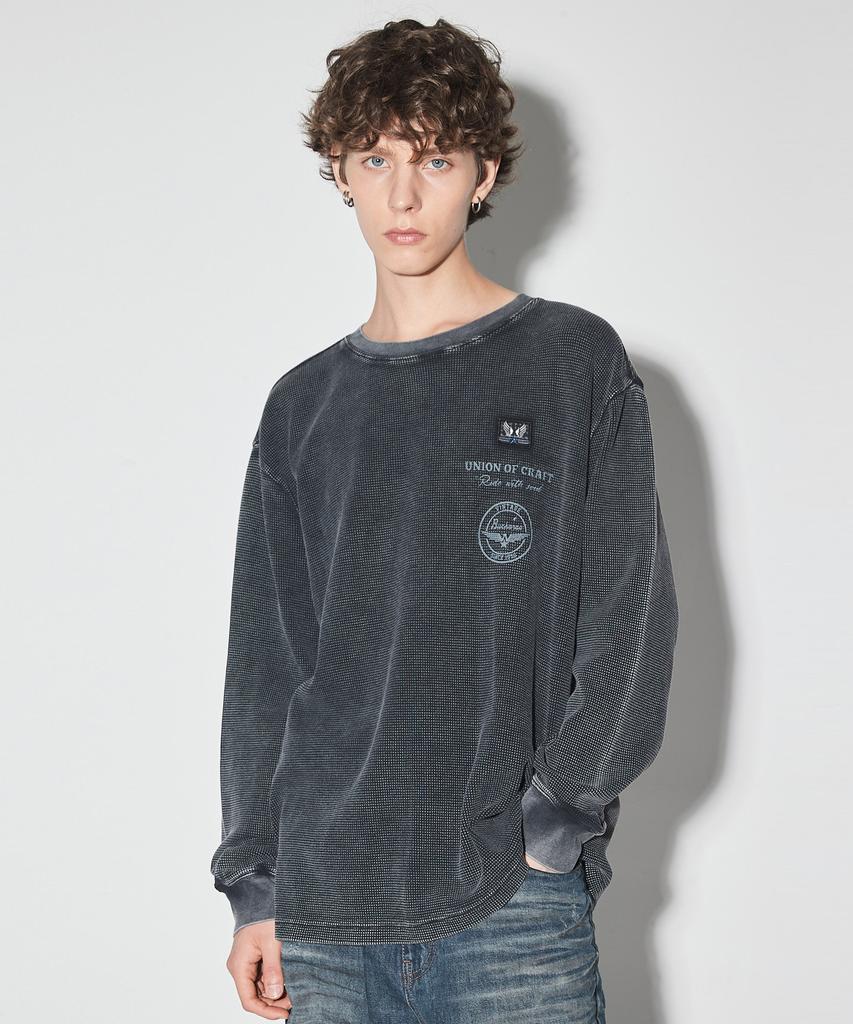 BUCKAROO Waffle Dyed Long Sleeve Ts Black