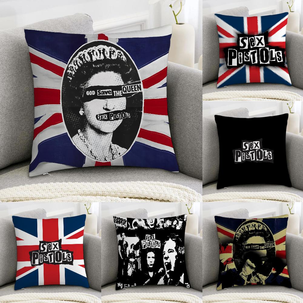S-Sex P-Pistols Band Pillow Case Sofa Decorative Home Double-sided Print Plush Square Throw Pillow Covers Cushion Decor Cover