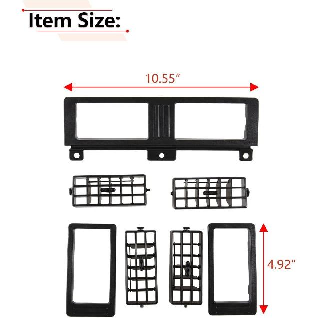 RLB-HILON Dashboard Heater Air Vent Grille Set Compatible With Nissan Navara D21 Hardbody Pickup 1986 To 1997 Year, Black Color