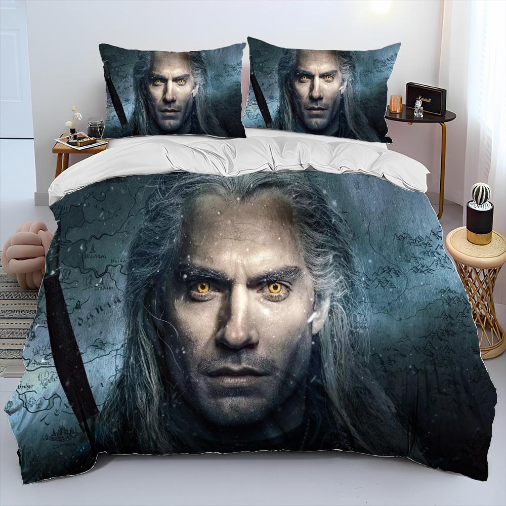 3D The W-Witcher Game Gamer cartoon Comforter Bedding Set,Duvet Cover Bed Set Quilt Cover Pillowcase,king Queen Size Bedding Set
