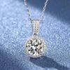2CT 8MM Moissanite Necklace for Women Classic Round Cut 100% S925 Silver Jewelry Wedding Colorless Moissanite Pendant