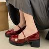 Женские туфли-лодочки на платформе 2024 года, новые женские туфли Мэри Джейн, толстый каблук, пряжка, ремешок, жемчужные босоножки, лакированная кожа, Zapatos Mujer