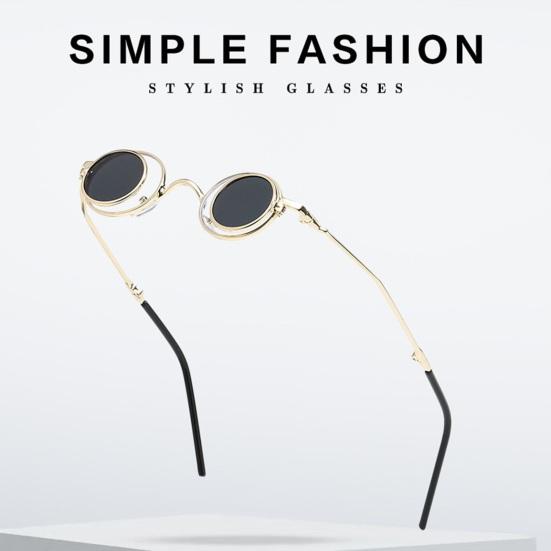 Круглые солнцезащитные очки с откидной оправой, маленькие круглые поляризованные очки для мужчин и женщин, ретро-панк, солнцезащитные очки UV400 для вечеринки в стиле рейв