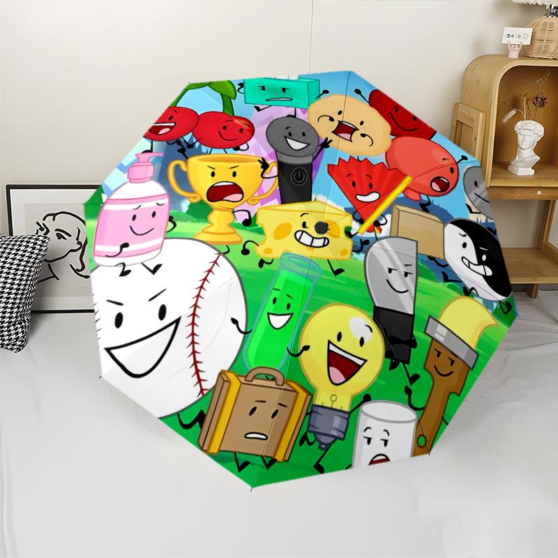 Inanimate Insanity Print Automatic Umbrella, 8 Rib Iron Frame, Plastic Handle, Suitable for Outdoor Travel &Daily , Ideal Gift