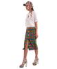 Greedius Green-Orange Plaid Skirt