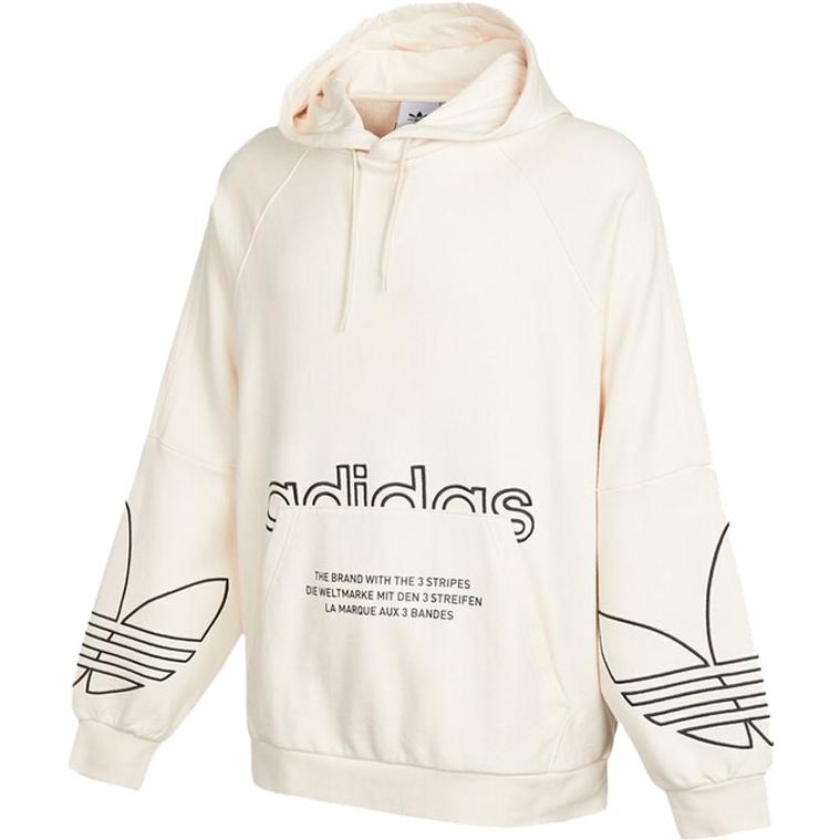 adidas Оригинальный свитшот с капюшоном и карманом кенгуру с трилистником, мужские топы, белый H13462