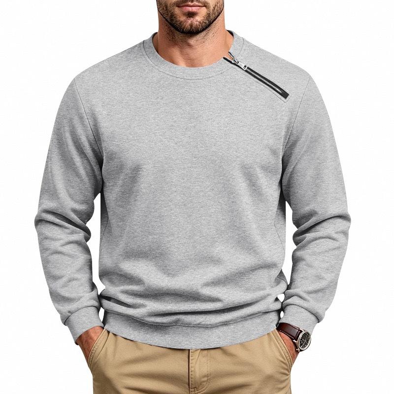 Men S Fleece Lined Round Neck Long Sleeve Pullover Sweatshirt