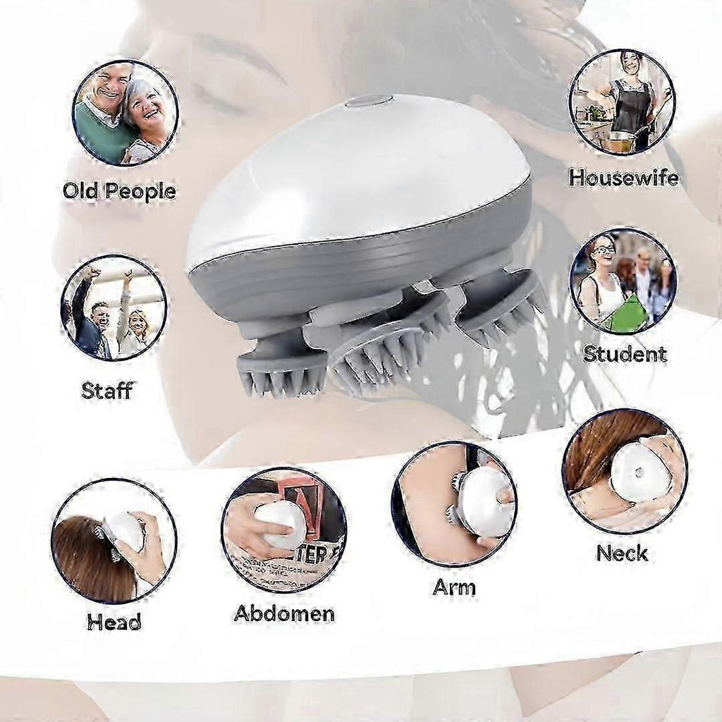 2026 New Household Multi-Functional Head Massager Kneading Massage Handheld Rechargeable Electric Massager Relaxes The Head, Can Be Used for Both Wet