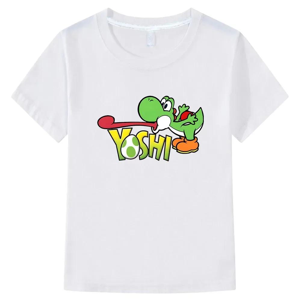 Новая детская футболка Yoshi с мультяшным принтом, повседневная, модная, милая, унисекс, для родителей и детей