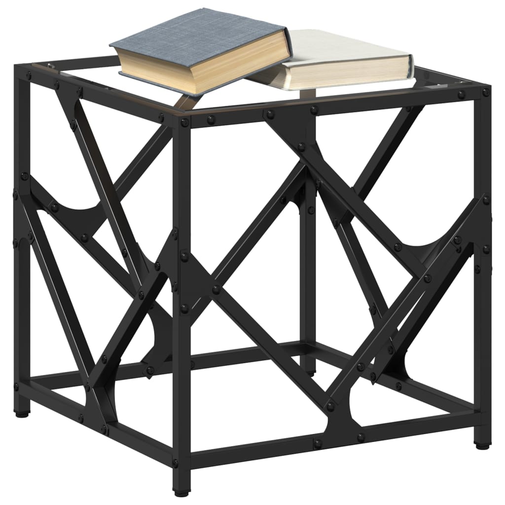 Coffee Table with Glass Top Transparent 40 x 40 x 41 cm Steel