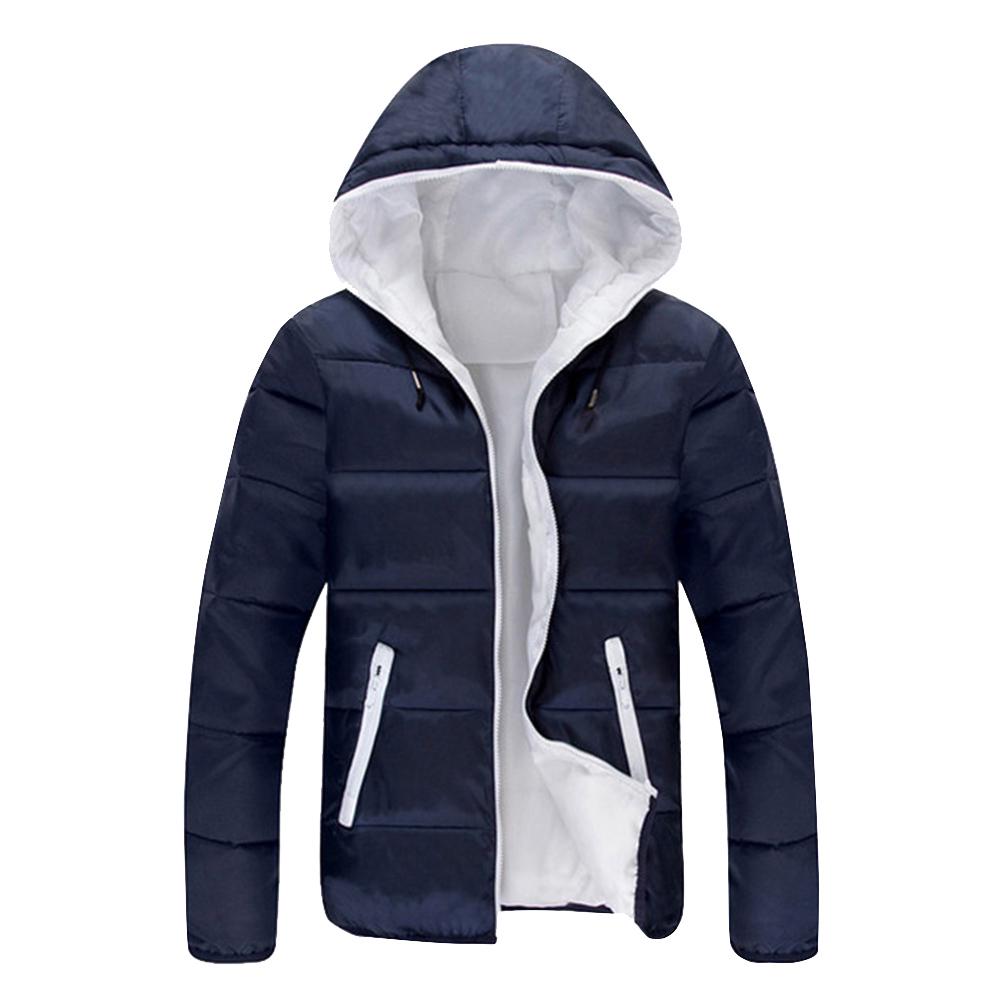 Мужские ветрозащитные хлопковые пуховики с капюшоном и верхней одеждой на молнии с длинными рукавами