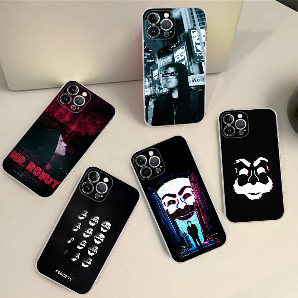 Mr Robot Fsociety Для iPhone 11 12 13 14 15 16 17 Pro Max Plus Air Прозрачный Прозрачный Ударопрочный Чехол