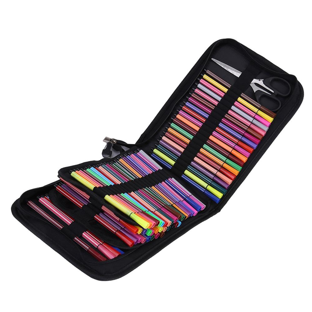 72/120 Slots Pencil Case Black Art Pencil Case Durable Pencil Case Organizer Drawing