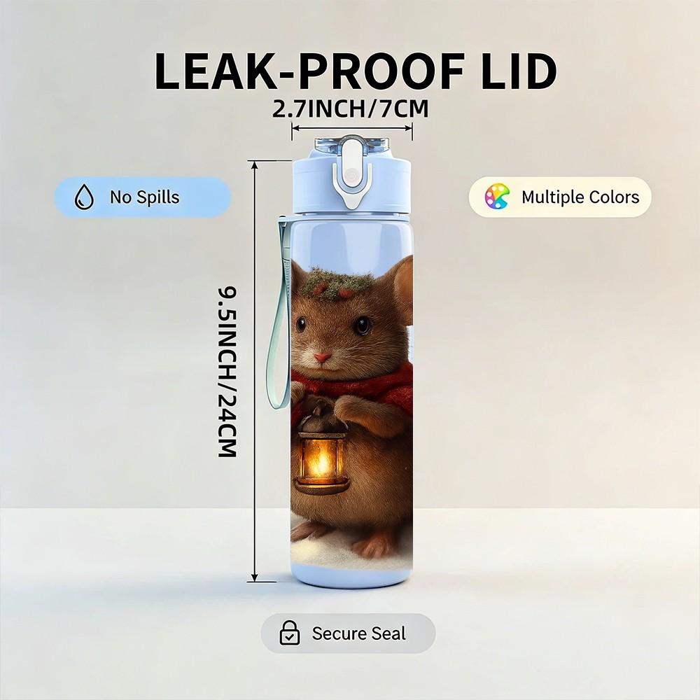 1PC Mouse Holding Lantern Gift 750ml Color Plastic Sports Water Bottle Leakproof Flip Straw Lid Suitable for Sports Office Home Use